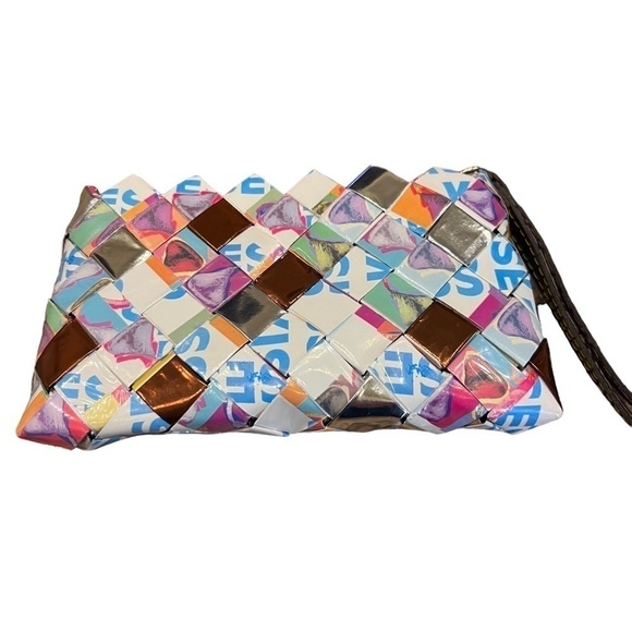 Nahui Ollin "Kisses Wrapper" Wristlet, Recycled, Repurposed Fashion Bag - Picture 2 of 9